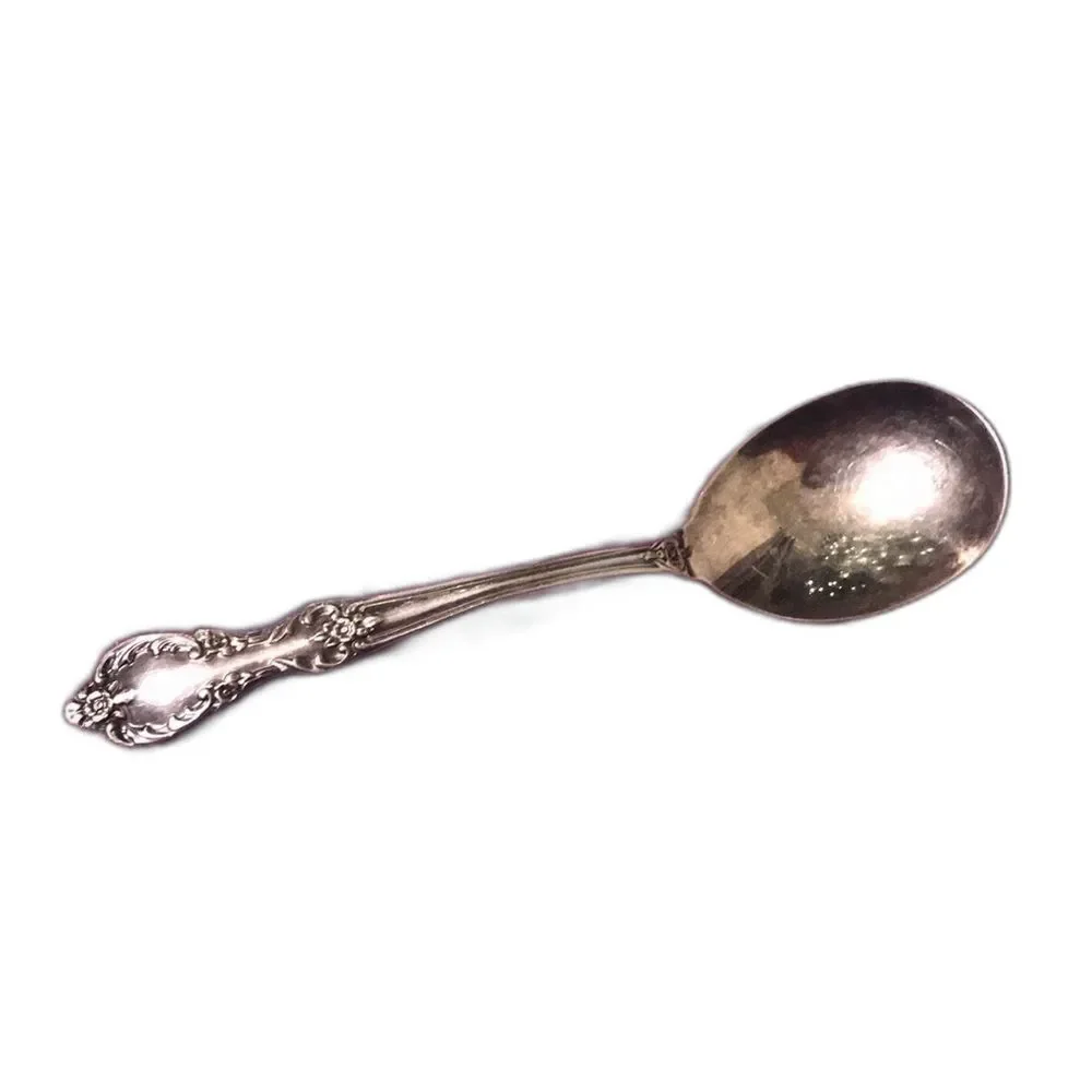WM Rodgers Floral Detailed Handle Silver Toned Extra Plated Soup Spoon